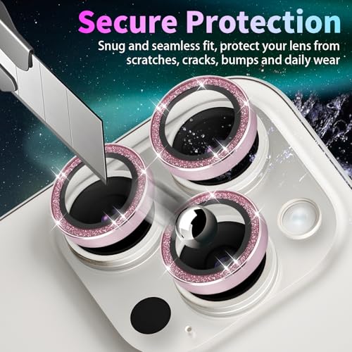 Camera Lens Protector for iPhone 14 Pro/14 Pro Max, Glitter Pink - color: Glitter Pink