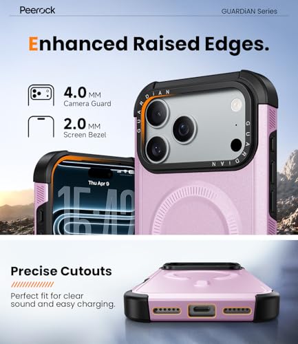 Heavy Duty for iPhone 17 Pro Max Case, [20FT Military Grade Drop Protection] Dual-Layer Shockproof Protective Phone Case, Fit for Magsafe, Rugged Tough Durable Cover, Guardian Series - Pink - color: Pink