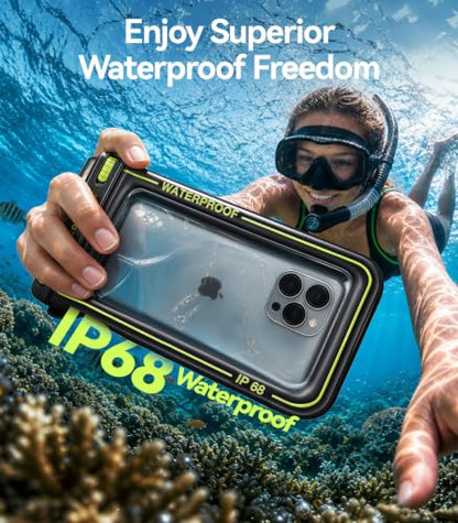 Rorhxia [Enjoy Superior Waterproof Freedom] IP68 Waterproof Phone Pouch Double Space Floating Waterproof Phone Case with Lanyard Dry Bag for iPhone 17 Pro Max 16 15 S26 Travel Beach & Water Adventures