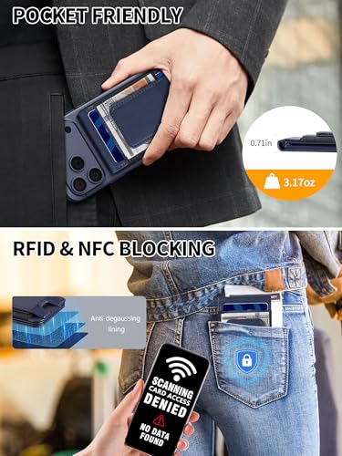 for MagSafe Wallet with Money Clip, Magnetic iPhone Wallet Stand, Blue - color: Blue
