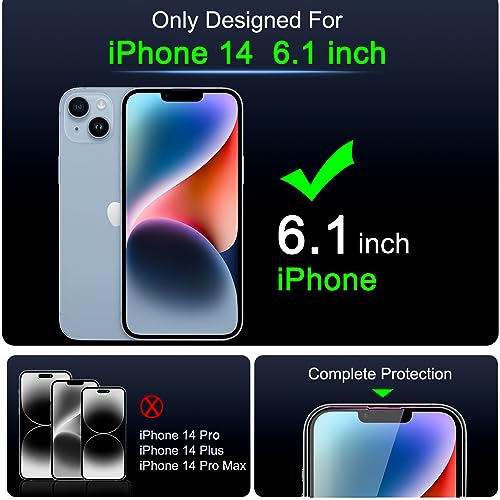 IMBZBK Screen Protector for iPhone 14, Tempered Glass, 3+3 Pack - color: 14-Transparent