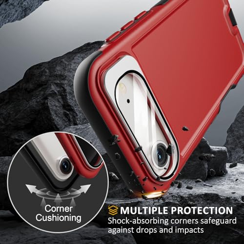 Follaroma Magnetic for iPhone 17 Air Case with Camera Stand, Red, 6.5" | Built-in Glass Camera Cover,Compatible with MagSafe,Heavy Duty Shockproof Protective,Military-Grade Anti-DropDual Layer Cover - color: Black Red, size: iPhone 17 Air 6.5''