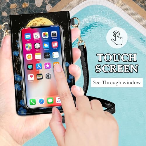 Small Crossbody Bags for Women Touchscreen Cell Phone Bag Cross Body Purses with adjustable Strap,Gifts For Teenage Girls - color: Wolves Stand Moon Night