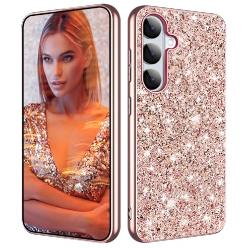 Galaxy S26 Glitter Case for Samsung Galaxy S26 5G Phone Case for Women Girls, Slim Ultra Thin Matte Back Shockproof Full Body Protective Cover for Samsung S26 5G, Crystal Bling Case, 2026 (Rose Gold) - color: Rose Gold