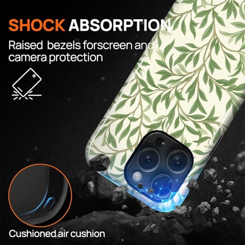 Case for iPhone 14 Pro Max, Shockproof Hybrid Protective Phone Case, Dual-Layer Drop Protection Anti-Scratch, Green Leaves - color: Green Leaves, size: iPhone 14 Pro Max