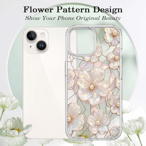 for iPhone 13 Mini 5.4" Magnetic Case【Compatible with MagSafe】 Aesthetic Oil Painting Stained Glass Flower Design, Slim Fit Hard PC Back Shockproof Cute Clear Phone Cover, Light Pink - color: Light Pink, size: iPhone 13 Mini