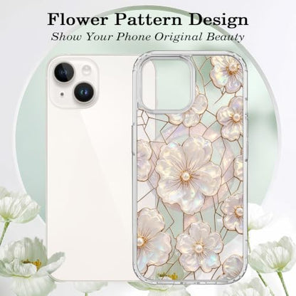 for iPhone 13 Mini 5.4" Magnetic Case【Compatible with MagSafe】 Aesthetic Oil Painting Stained Glass Flower Design, Slim Fit Hard PC Back Shockproof Cute Clear Phone Cover, Light Pink - color: Light Pink, size: iPhone 13 Mini