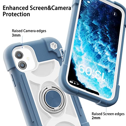 MARKILL Compatible with iPhone 11 Case 6.1 Inch with 360°Rotate Ring Stand, Military Grade Drop Protection Full Body Rugged Heavy Duty Case 3 in 1 Protective Cover Blue - color: Blue, size: iPhone 11 6.1"