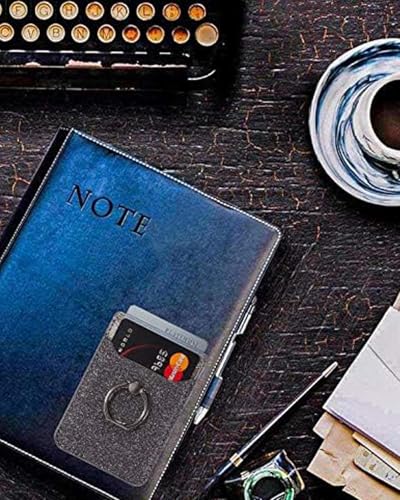 2Pcs RFID Phone Wallet Stick on Back of Phone Card Holder with Ring | 2 Black Glitter Sticky Phone Wallet for Credit Card/IDs/Pocket, Adhesive Phone Card Holder for iPhone, Videos - color: Black Glittering