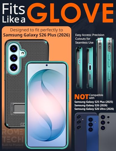 Designed for Samsung Galaxy S26 Plus Case with Belt Clip Holster | Rugged Cover with Strong Magnet & Kickstand Heavy Duty Combo - Black & Green - color: Black & Green