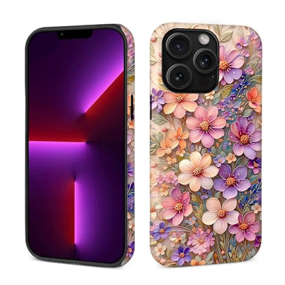 Case for iPhone 13 Pro,Drop Protection Hybrid 2-Layer Hard Phone Cover-Botanical Pastel Spring Wildflower - color: Botanical Pastel Spring Wildflower, size: iPhone 13 Pro
