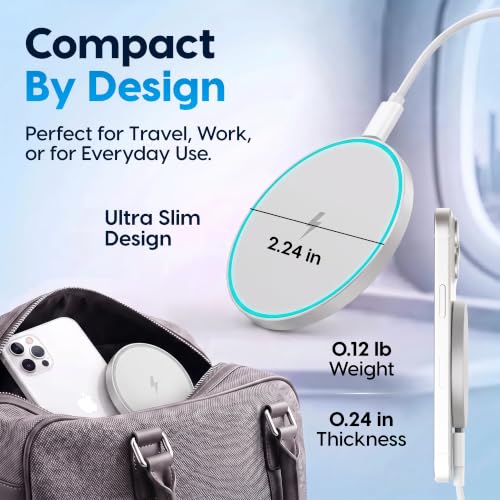 Magnetic Wireless Charger 2Pack,Charging Pad with Light,6FT Cable, Silver - color: Silver