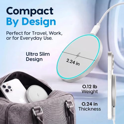 Magnetic Wireless Charger 2Pack,Charging Pad with Light,6FT Cable, Silver - color: Silver