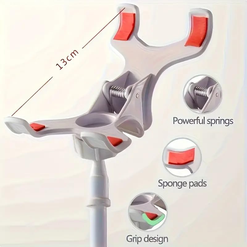 Lazy Phone Holder for Bedside TV Live Streaming Tablet Dual Clamp Head Spiral Base Desktop Phone Stand, Bedside Holder, Hands-Free Viewing, Compact Design, Stylish Phone Stand, Durable Stand