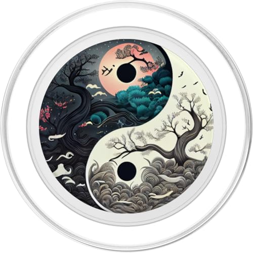 Yin Yang Day & Night Bonsai Cherry Blossom Sun Moon PopSockets PopGrip for MagSafe - style: Magnetic PopGrip