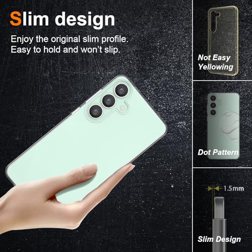 Silicone Clear for Samsung Galaxy S24 Fe Case,Thin with Comfort Grip | Soft Slim-Fit TPU Galaxy S24 Fe Phone Cover,Non-Slip,Shockproof Protection,Scrath-Resistant - size: s24 fe case