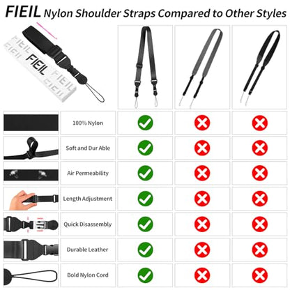 FIEIL 5 Pack Universal Shoulder Strap, Replacement Nylon Neck Lanyard, Comfortable Adjustable Shoulder Strap for iPad, Camera, Crossbody Bag, Binocular, Tablet - size: 5 Pack Black