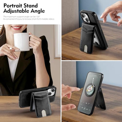 SkyEagle for iPhone 15 Plus Wallet Case with Card Holder,Black - color: Black, size: iPhone 15 Plus - 6.7"