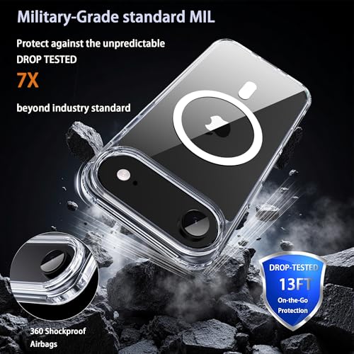 for iPhone 17 Air Clear Case, Compatible with MagSafe, Magnetic Phone Case, Shockproof Military-Grade Protection，Upgraded [Anti-Yellowing](Transparent MagSafe, iPhone 17 air) - color: Transparent Magsafe, size: iPhone 17 Air
