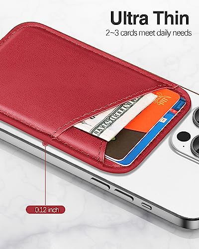 Miroddi for MagSafe Wallet, Ultra-Thin Magnetic Wallet with 2 Card Slots | RFID Blocking, No More Falling, Strongest Magnetic Card Holder for iPhone 17/16/15/14/13/12 Series & Pixel 10 Series, Red - color: Red