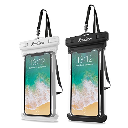 ProCase 2 Pack Waterproof Phone Pouch, Underwater Phone Case Up to 7", Dry Bag for iPhone 17 Air 16 15 14 13 Pro Plus Max, Galaxy S24 S23 S22 Ultra Pixel, Beach Essentials -White & Black - color: White/Black