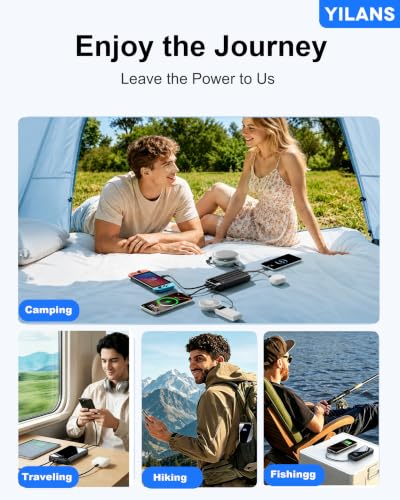 YILANS Portable Charger 50000mAh, 22.5W Power Bank with Built-in 4 Cables - color: Black