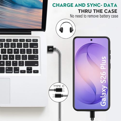 Battery Case for Galaxy S26 Plus, 12000mAh High Capacity Portable Rechargeable Protective Case Support Wireless Charging Compatible with Galaxy S26 Plus (6.7 inch) Extended Battery Charger Cover-Black - size: Galaxy S26 Plus