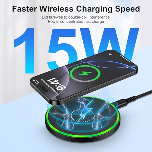 15W Wireless Charger Fast Charging Pad for Motorola Moto G Power 2025/razr+ - color: Black