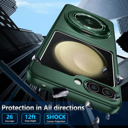 Magnetic Case for Samsung Galaxy Z Flip 5, [Compatible with MagSafe] Military Grade Shockproof Slim fit Samsung Z Flip 5 Phone Case with Magnetic Ring Kickstand, Green… - color: Green, size: Samsung Galaxy Z Flip 5
