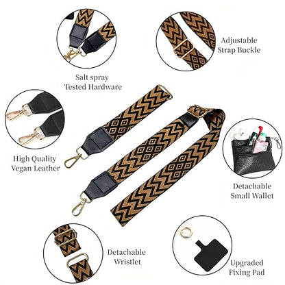 Crossbody Body Phone Holder for Women, New Phone Strap with Zippered Pouch, Adjustable Crossbody Strap - color: Coffee
