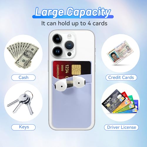 SHANSHUI Phone Wallet, 3 Pack Strong Adhesive Silicone Wallet Sleeve Pocket ID Credit Card Holder Stick on Fit for iPhone & All Smartphones - color: Celeste+Sierra+Navy Blue