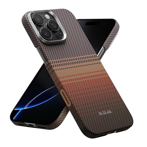 pitaka for iPhone 16 Pro Case Compatible with MagSafe, Thin & Light iPhone 16 Pro Case with a Caseless Feel, 1500D Aramid Fiber Woven [Tactile Woven -Sunset] - color: Sunset, size: For iPhone 16 Pro, 6.3"