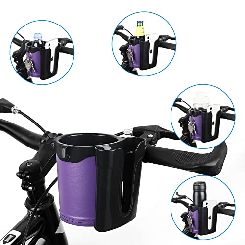 Accmor 3-in-1 Bike Cup Holder with Cell Phone Keys Holder, Bike Water Bottle Holders, Universal Bar Drink Cup Can Holder for Bicycles, Motorcycles, Scooters, Black Purple - color: Black Purple