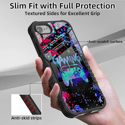 Protective Case Compatible with iPhone se 2022 2023 6/7/8 - Gaming | Hard PC Back Soft TPU Frame, Anti-Slip Shockproof, Stylish Printed Phone Cover Suitable for Men and Women - color: Gaming