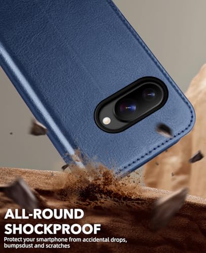 OCASE Compatible with Google Pixel 10a Wallet Case, PU Leather Flip Folio Case with Card Holders RFID Blocking Kickstand [Shockproof TPU Inner Shell] Phone Cover 2026, Blue - color: Blue