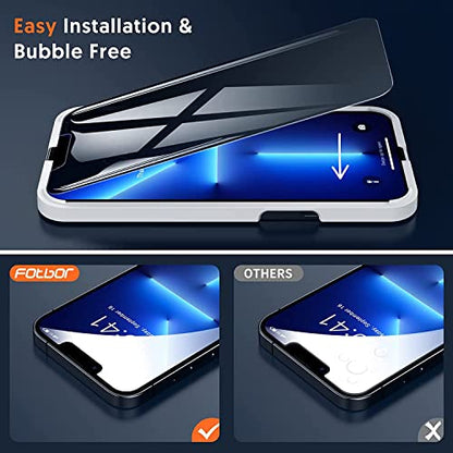 Fotbor [3+3 Pack] iPhone 13 Pro Max Privacy Screen Protector with Camera Lens Protector, Anti Spy Private Full Coverage Bubble Free 9H Hardness Tempered Glass Film 6.7 Inch with Easy Installation Kit - size: iPhone 13 Pro Max-6.7 inch