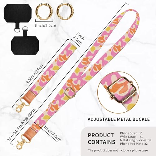 Phone Lanyard Crossbody Wrist Strap, Universal Adjustable Neck Strap for Phone Case Keys ID Badges, Travel Essential - color: Cute Pink Shape