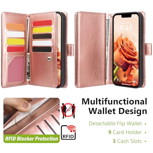 Varikke for iPhone 17e / 16e Case Wallet Magnetic Detachable, Rose Gold - color: (Standard) Rose Gold, size: iPhone 17e / iPhone 16e 6.1"