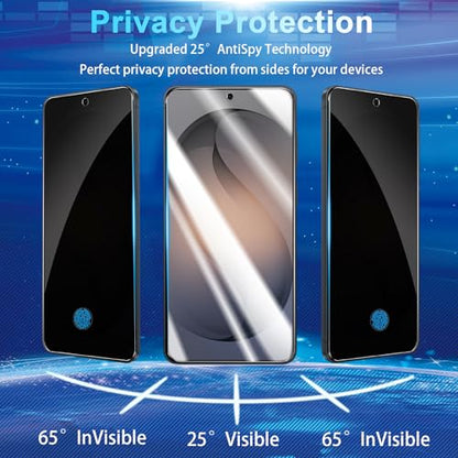 2 Pack Privacy Screen Protector Compatible with Galaxy S26 Plus 5G - Tempered Film [Fingerprint Unlock Support] - Camera Lens Protectors - Installation Frame - High Clarity - Anti-Spy Protection