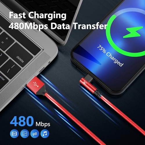 KIYODA 90 Degree Lightning Cable iPhone Charger Cable 6ft 3Pack - Red - color: Red, size: 6FT, style: USB A to Lightning