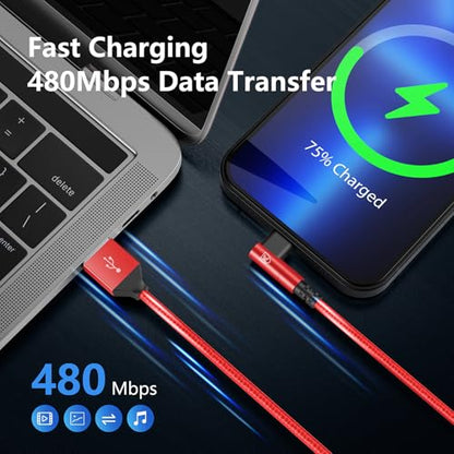 10ft iPhone Charger Cable 90 Degree Charging Cable [Apple MFi Certified] - color: Red, size: 10FT, style: USB A to Lightning