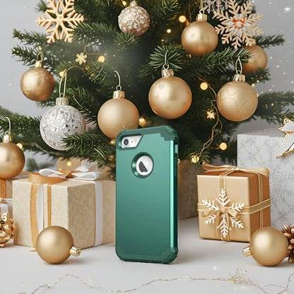 IDweel for iPhone 8 Case,for iPhone 7 Case with Screen Protector,3 in 1 Shockproof Hybrid Heavy Duty Hard PC Cover Soft Silicone Sturdy Bumper Full Body Sturdy Case,Graphite Green/Dark Green - color: Graphite Green/Dark Green