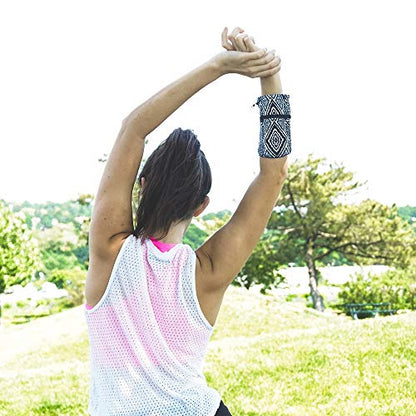 Sprigs Wrist Wallet Running Wristband Pocket for Keys Cards Cash ID Phone - color: Blue Melange