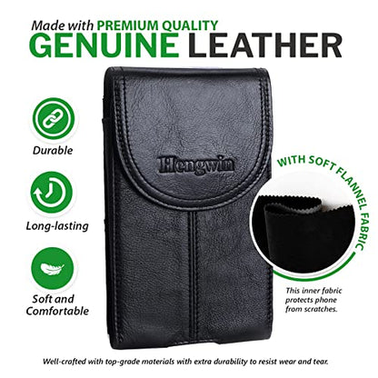 Real Leather Cell Phone Belt Clip Holster Case Waist Pouch for Men - color: Black