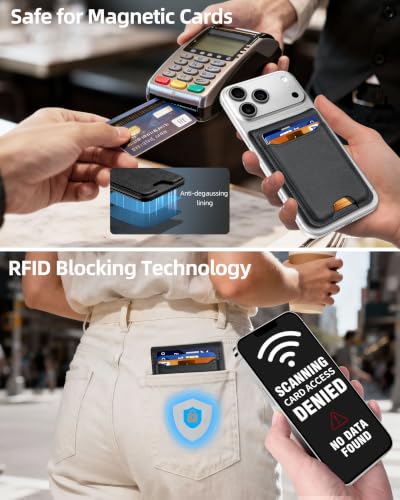 For Magsafe Wallet with Money Clip, 5 Card Holder, Adjustable Stand | Strongest Magnetic Wallet for iPhone 17/16/15/14/13/12 Series, RFID Blocking, Not for 13/12 Mini, Midnight Black - color: Midnight Black