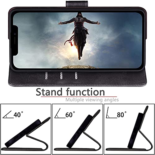 SUANPOT for iPhone 13（Non 13Pro） 6.1 inch 5G with RFID Blocking Wallet case Credit Card Holder,Flip Book PU Leather Phone case Shockproof Cover Cellphone Women Men for Apple 13 case Wallet Black - color: Dark Black Color