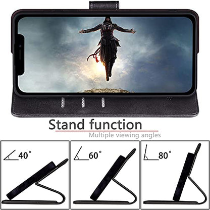 SUANPOT for iPhone 13（Non 13Pro） 6.1 inch 5G with RFID Blocking Wallet case Credit Card Holder,Flip Book PU Leather Phone case Shockproof Cover Cellphone Women Men for Apple 13 case Wallet Black - color: Dark Black Color