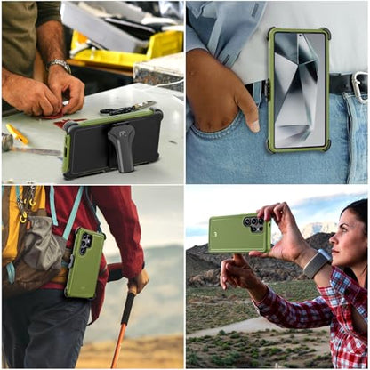 M MYBAT PRO for Samsung Galaxy S25 Ultra Case with 360° Rotating Stand - color: Army Green, size: Samsung Galaxy S25 Ultra