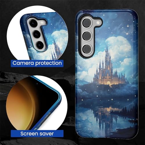 CARLOCA Case for Samsung Galaxy S23,Blue Castle Design- Hybrid Dual Protection Soft TPU + Hard PC, Shockproof & Anti-Scratch Cover Men Women Stylish Protective Phone Case - color: Blue Castle, size: Galaxy S23
