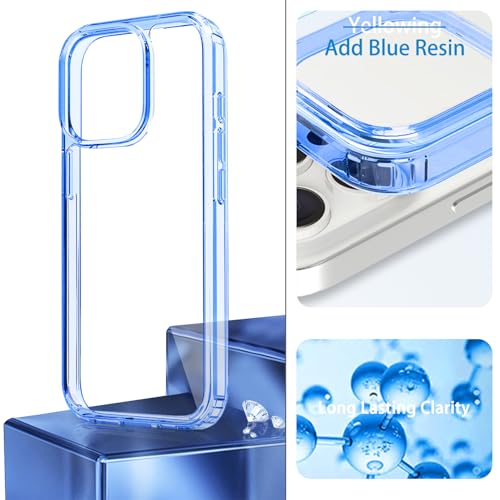 JJGoo Compatiable with iPhone 13 Pro Max Case Clear, Transparent Shockproof Phone Case, Slim Anti-Scratch Hard PC Back Protective Cover Bumper, Dark Blue - color: Transparent Dark Blue